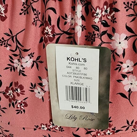 Lily Rose pink with flowers, long sleeve NWT - Picture 3 of 4